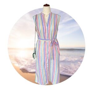 Banana Republic Striped Multicolored Linen Dress, NWOT